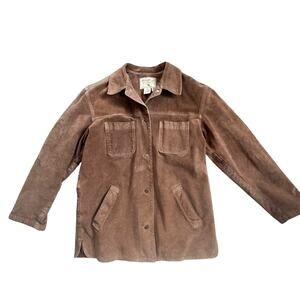 Vtg Eddie Bauer Womens Brown Suede Leather Button Jacket Medium
